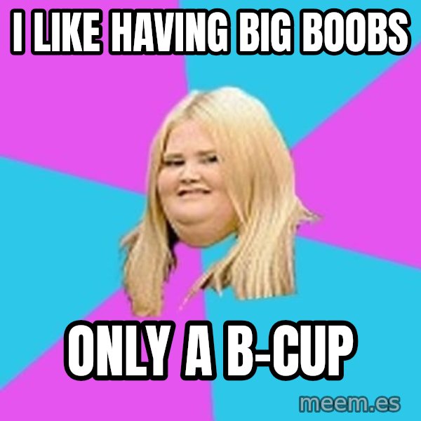 Fat Girl meme: I like having big boobs / only a b-cup