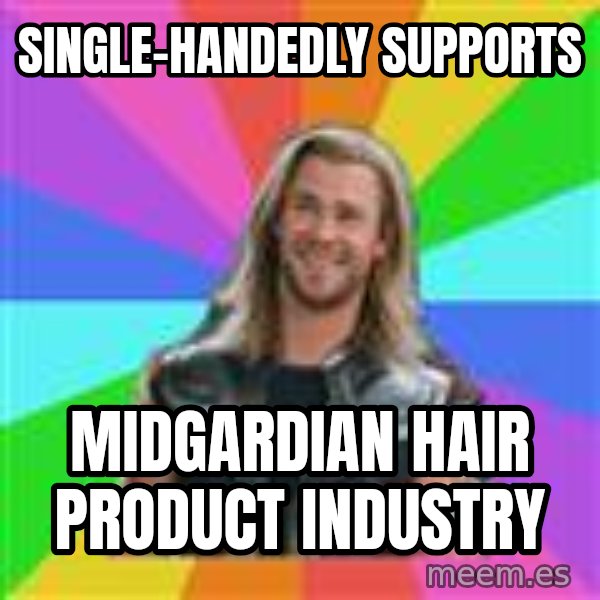 Overly Accepting Thor meme: Single-handedly supports / midgardian hair product industry