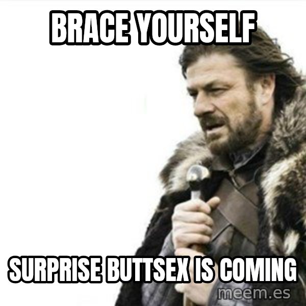 Prepare yourself meme: BRACE YOURSELF / SURPRISE BUTTSEX IS COMING