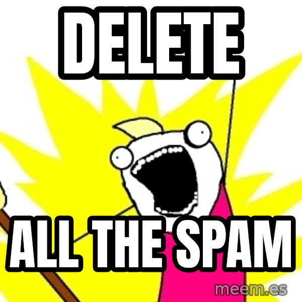 X ALL THE THINGS meme: DELETE / ALL THE SPAM