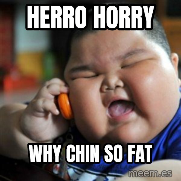 fat chinese kid meme: Herro horry / Why chin so fat