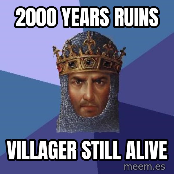 Age Of Empires meme: 2000 years ruins / villager still alive