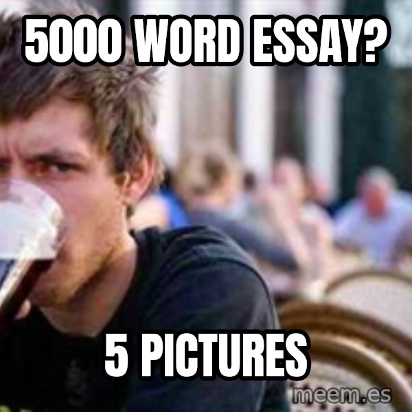 The Lazy College Senior meme: 5000 word essay? / 5 pictures