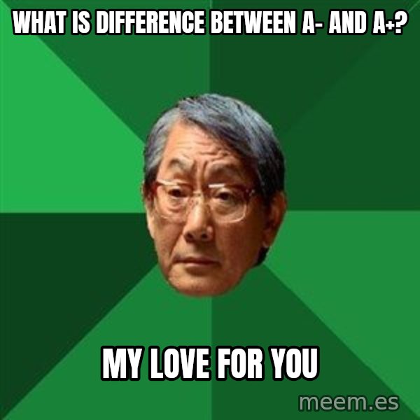 High Expectations Asian Father meme: WHAT IS DIFFERENCE BETWEEN A- AND A+? / my love for you