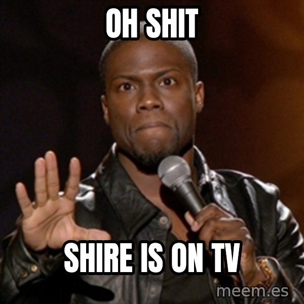 Kevin Hart meme: oh shit / shire is on tv