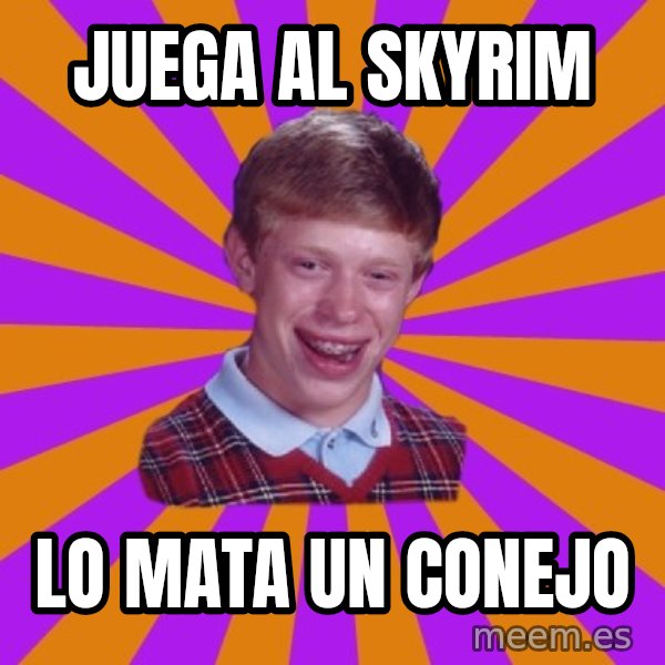 Unlucky Brian Strikes Again meme: Juega al skyrim / lo mata un conejo