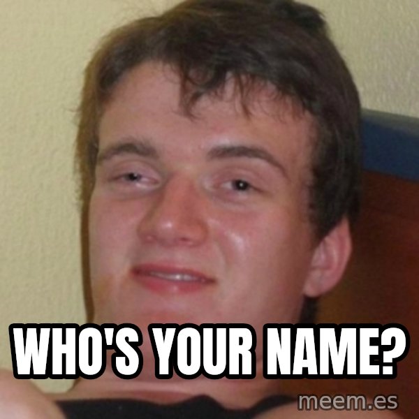Stoner Guy meme: WHO'S YOUR NAME?