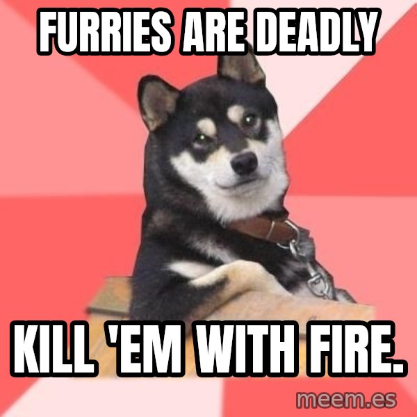 Cool Dog meme: Furries are deadly / kill 'em with fire.