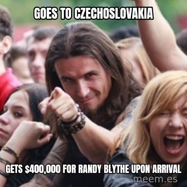 Ridiculously Photogenic Metalhead meme: goes to czechoslovakia / gets $400,000 for randy blythe upon arrival