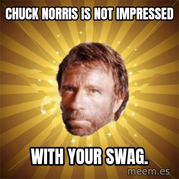 Chuck Norris Advice meme: chuck norris is not impressed / with your swag.