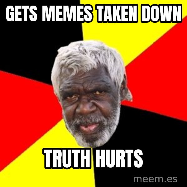 Aboriginal meme: GETS MEMES TAKEN DOWN / TRUTH HURTS
