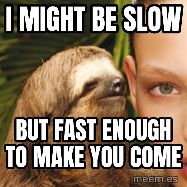 The Rape Sloth meme: i might be slow / but fast enough to make you come