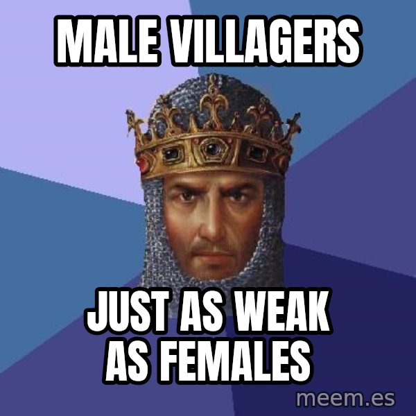 Age Of Empires meme: MALE VILLAGERS / JUST AS WEAK AS FEMALES