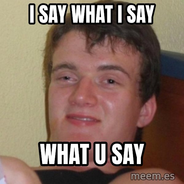 Really Stoned Guy meme: i say what i say / what u say