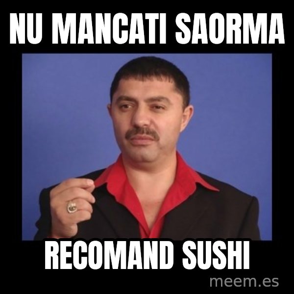 Manelistul Nicolae Guta meme: nu mancati saorma / recomand sushi