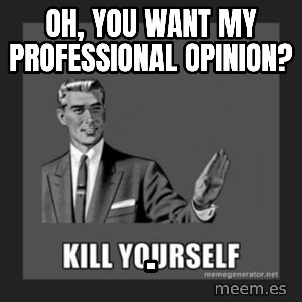 kill yourself guy meme: Oh, You want my     PROFESSIONAL OPINION? / .