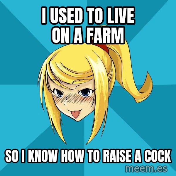 Horney Samus meme: i used to live on a farm / so i know how to raise a cock