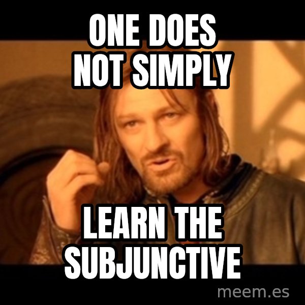 Lord Of The Rings Boromir One Does Not Simply Mordor meme: one does not simply / learn the subjunctive