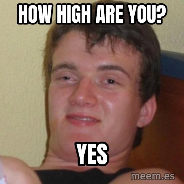 Really Stoned Guy meme: How high are you? / yes