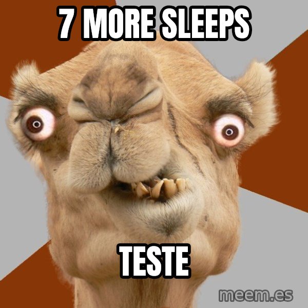 Crazy Camel lol meme: 7 MORE SLEEPS / TESTE