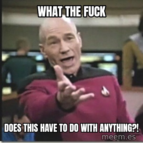 star trek wtf meme: wHAT THE FUCK / DOES THIS HAVE TO DO WITH ANYTHING?!