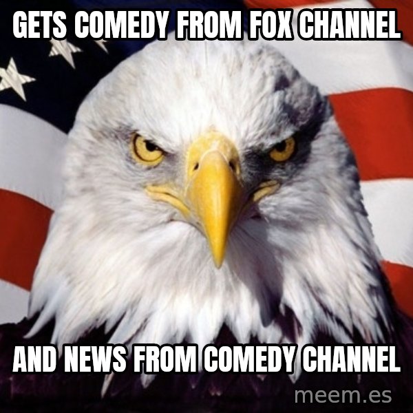 American Pride Eagle meme: Gets comedy from Fox Channel / And news from Comedy Channel