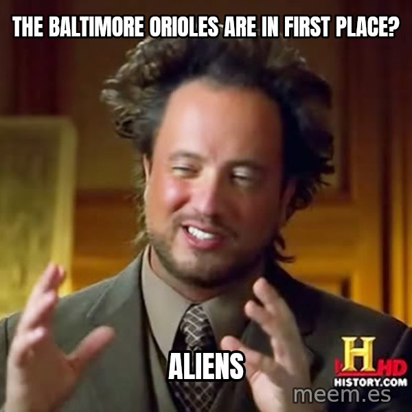 Giorgio A Tsoukalos Hair meme: The baltimore orioles are in first place? / aliens