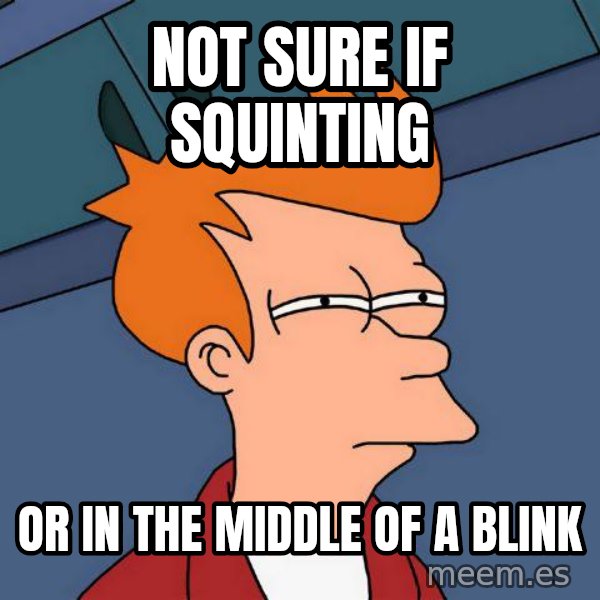 Futurama Fry meme: Not sure if squinting / or in the middle of a blink