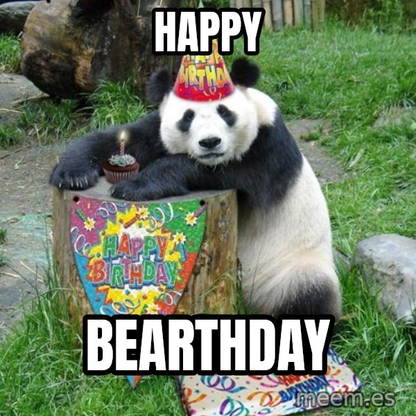 Happy Birthday Panda meme: Happy / Bearthday
