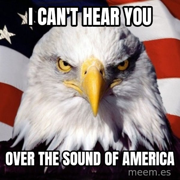 American Pride Eagle meme: I can't hear you / over the sound of America