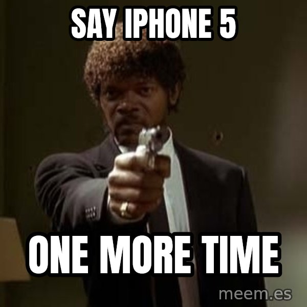 Jules Pulp Fiction meme: say iphone 5 / ONE MORE TIME