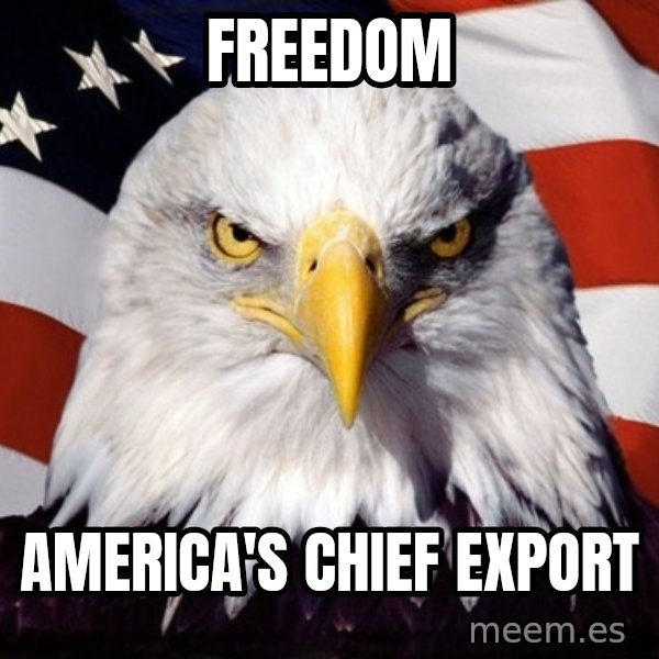 American Pride Eagle meme: freedom / america's chief export