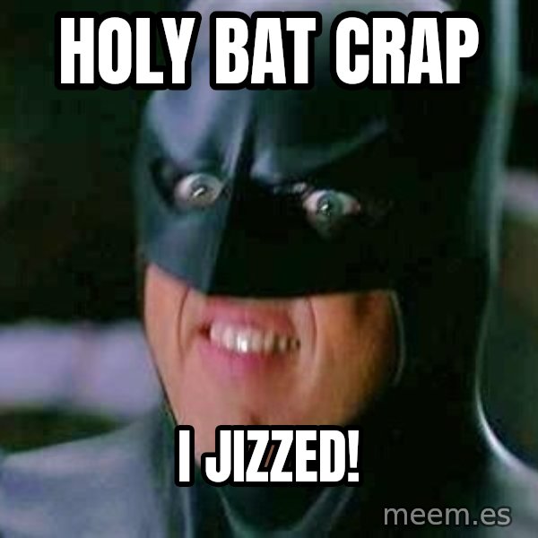 Goddamn Batman meme: holy bat crap / i jizzed!