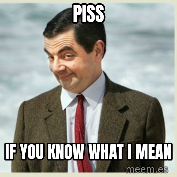 MR bean meme: PISS / IF YOU KNOW WHAT I MEAN