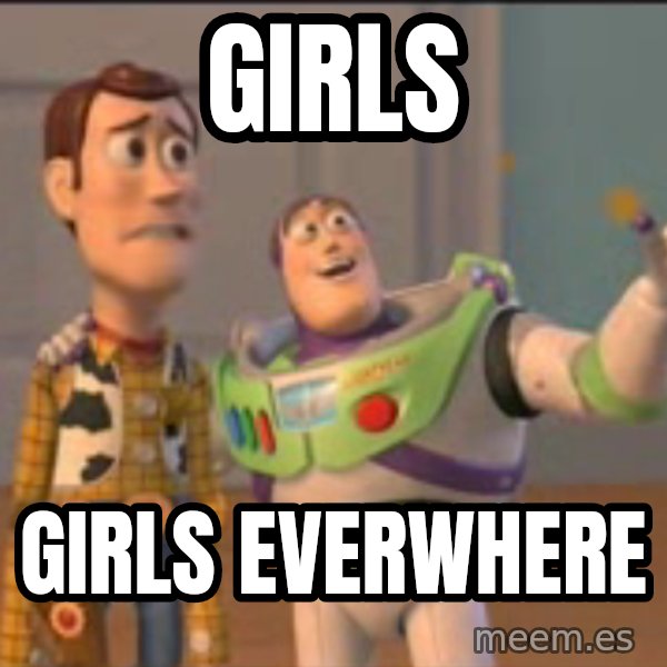 X, X Everywhere  meme: girls / girls everwhere