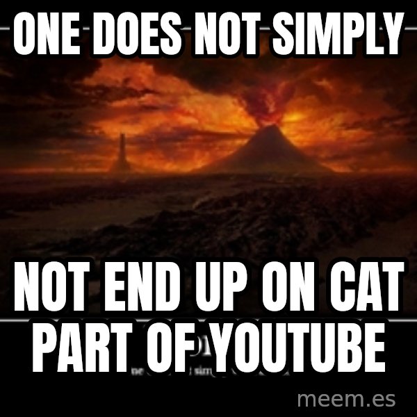 One Does Not Simply meme: one does not simply / not end up on cat part of youtube