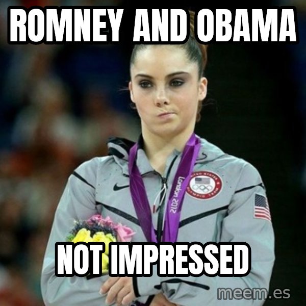 McKayla Maroney Not Impressed meme: Romney and Obama / Not impressed