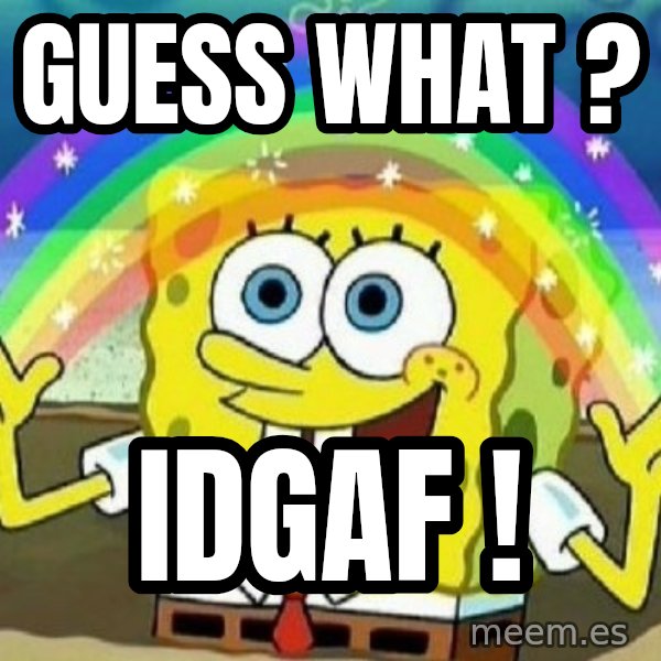 See? Nobody Cares meme: guess What ? / Idgaf !