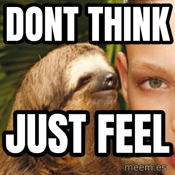 The Rape Sloth meme: dont think / just feel