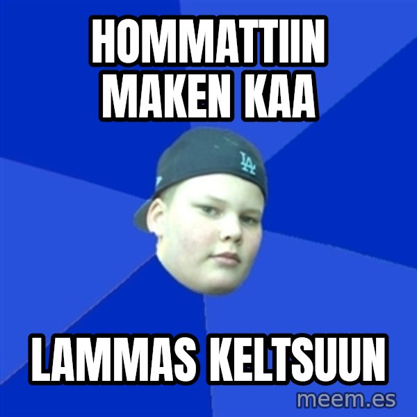 Jonnen Neuvo meme: Hommattiin    Maken   kaa / lammas    keltsuun
