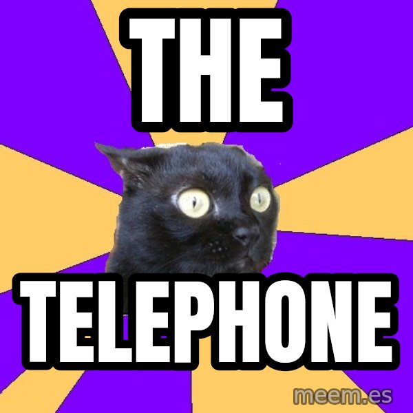 Anxiety Cat meme: THE / TELEPHONE
