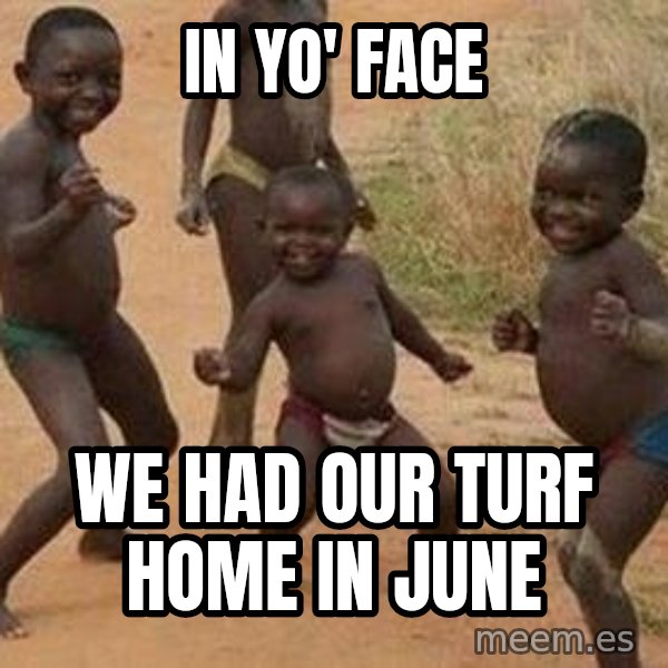 african children dancing meme: in yo' face / we had our turf home in june