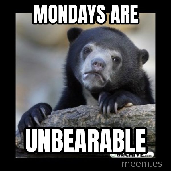 sad bear meme: Mondays are / Unbearable