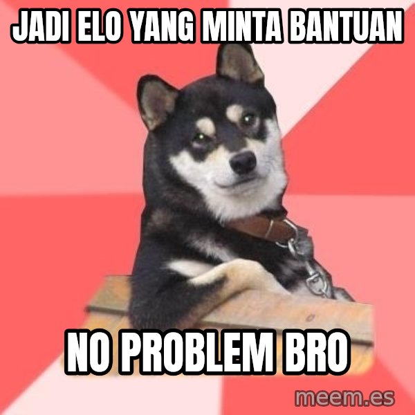 Cool Dog meme: jadi elo yang minta bantuan / no problem bro