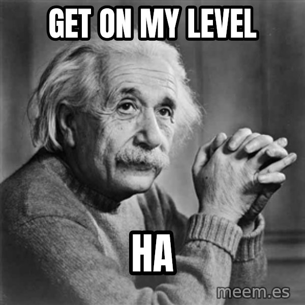 Albert Einstein meme: Get on my level / ha