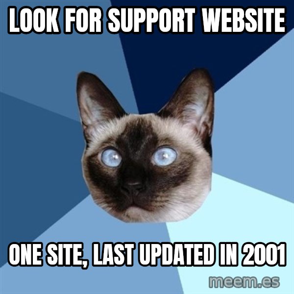 Chronic Illness Cat meme: Look for support website / one site, last updated in 2001