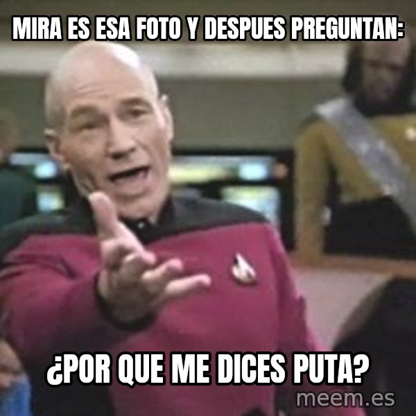 Captain Picard meme: MIRA ES ESA FOTO Y DESPUES PREGUNTAN: / ¿POR QUE ME DICES PUTA?
