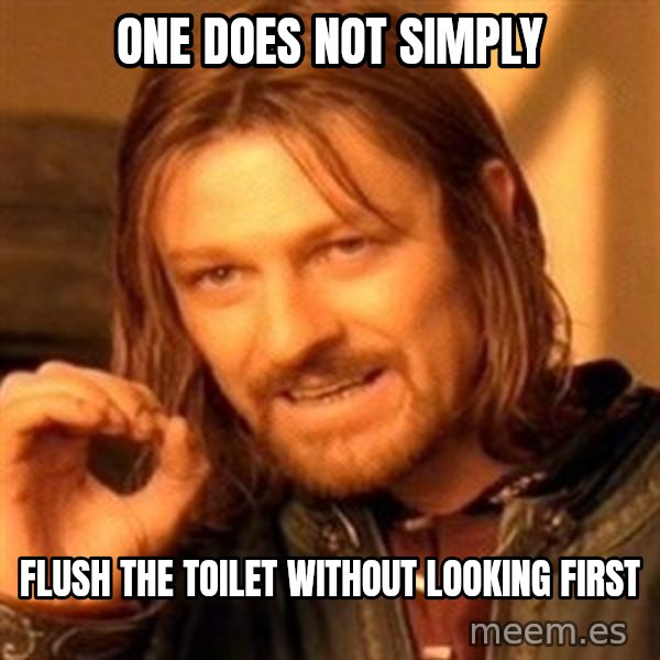 One Does Not Simply meme: one does not simply / flush the toilet without looking first