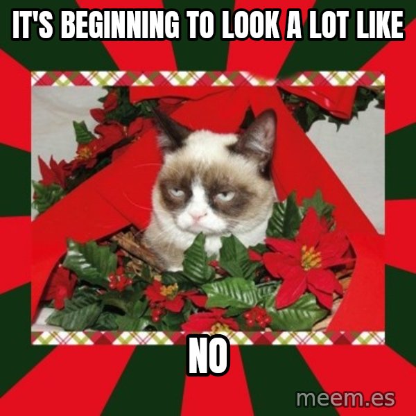 GRUMPY CAT ON CHRISTMAS meme: It's beginning to look a lot like / no