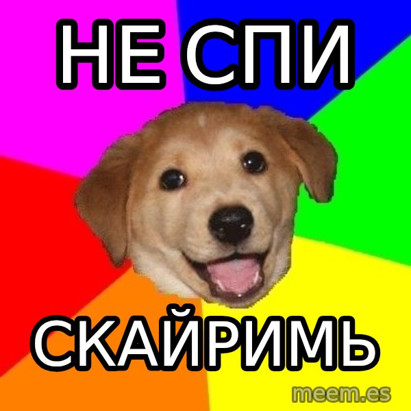 Advice Dog meme: не спи / скайримь